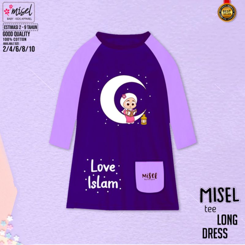 Ecer Pilih warna Tunik Anak MISEL LONG TEE DRESS 1-8 Tahun Tunik Anak Lengan Panjang Bahan Kaos Cotton