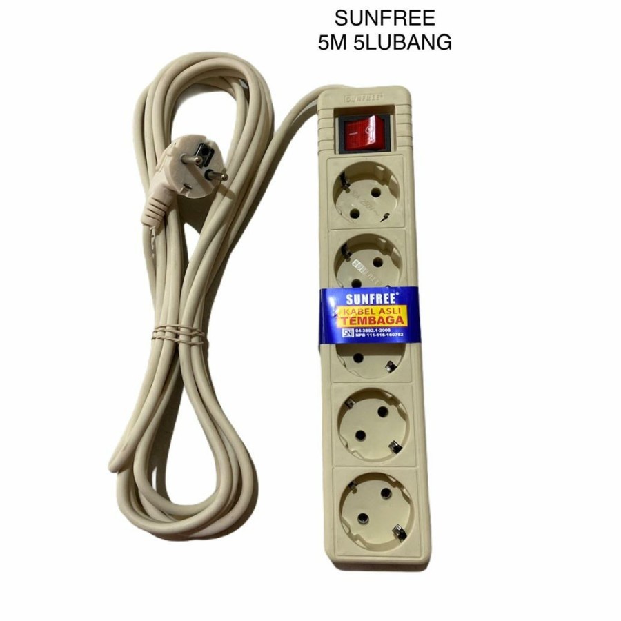 SUNFREE JUPITER 55 - Kabel Cok Sambung 5 Lubang + Kabel 5 Lubang