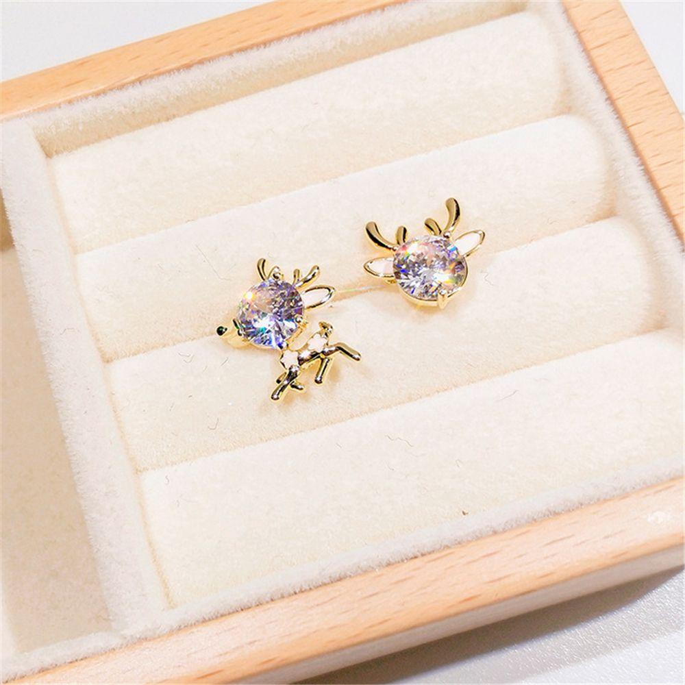 PREVA Christmas Earrings Gifts Snowflake Diamond Elk Stud Earrings