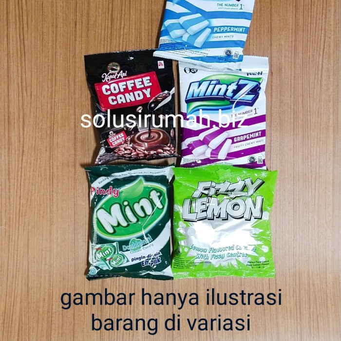 permen candy variasi mintz mint coffe lemon perpak pak +- 50 pcs pak - fizzy lemon