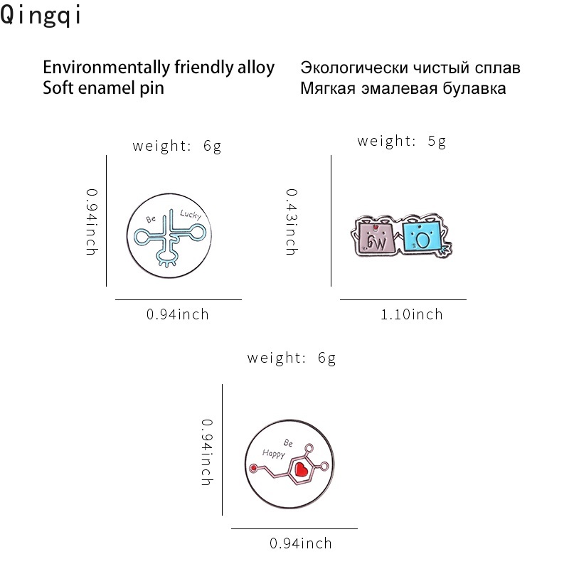 Bros Pin Enamel Bentuk Molekul Kimia OMG Keberuntungan Untuk Hadiah Perhiasan