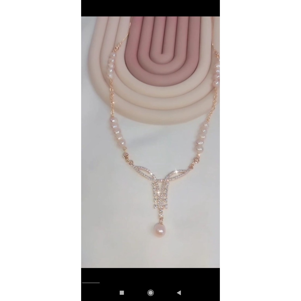 TAMBANG EMAS// PERHIASAN Liskana// Ferlasya// Kalung emas mutiara murni bisa pilih warna mutiara. Pe