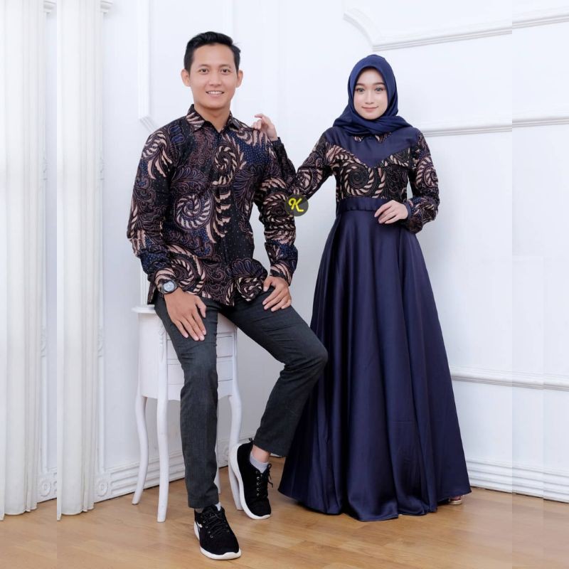 kemeja gamis sarimbitan Navy