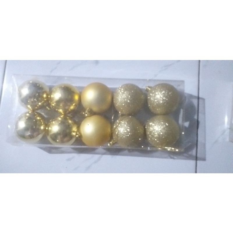 bola natal 3 cm 4 cm 5cm 6 cm warna(merah,oranye,hijau,biru,ungu dan gold)