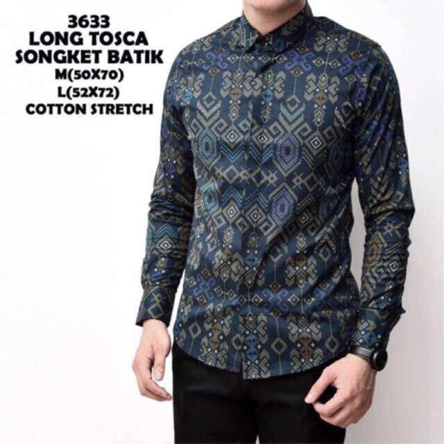 Freypv 8092 A Slimfit Long Black Batik Songket M-l Kemeja Batik