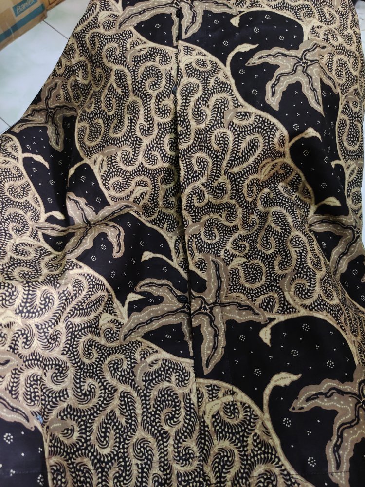 Bintang Coklat Pendek Kemeja Batik Pria Lengan Premium Jumbo Furing Hem Baju Seragam Kantor Modern