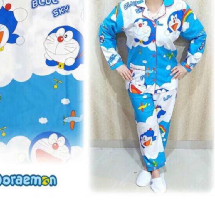 OQR alvin.store BAJU TIDUR PIYAMA / PAJAMAS DEWASA PP DORAEMON AWAN - KATUN JPG/FIT TO XL _