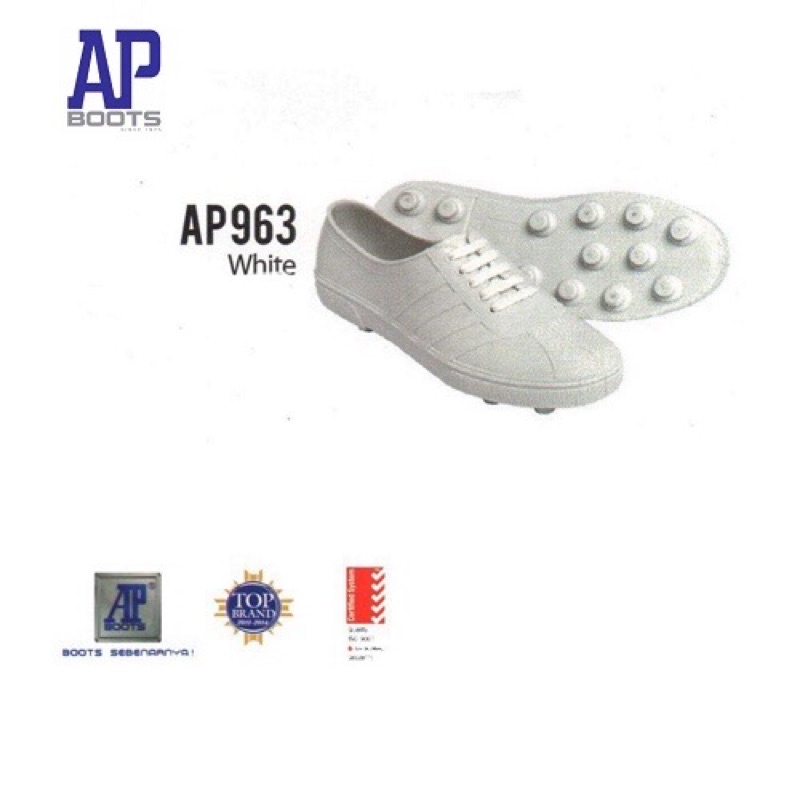 AP CUCUK 963 PUTIH SEPATU PRIA AP BOOTS CUCUK PUTIH SIZE 37-43-SEPATU KARET AP BOOTS