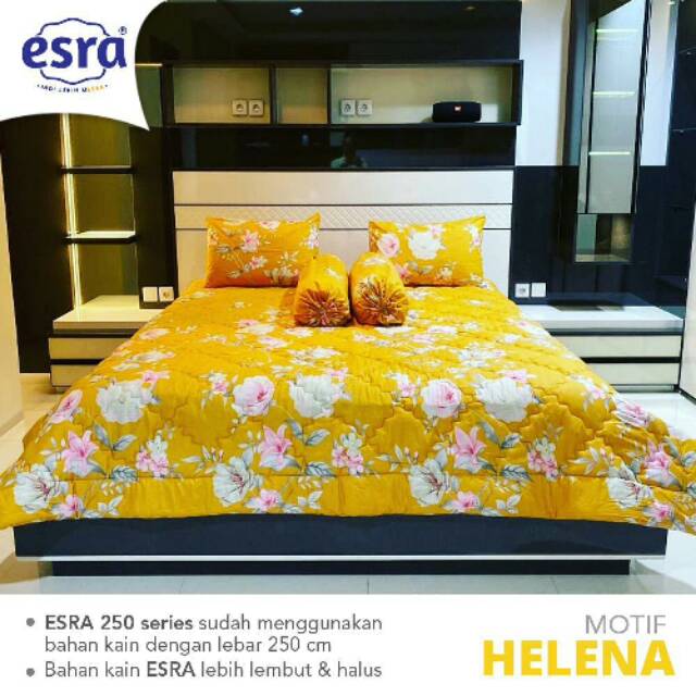 New motif Set Sprei Katun cvc Esra Motif Helena bunga kuning katun lokal