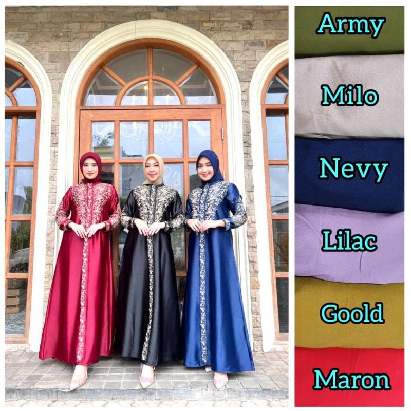 GAMIS SATIN KRISTAL, GAMIS KRISTAL, BAJU GAMIS VIRAL