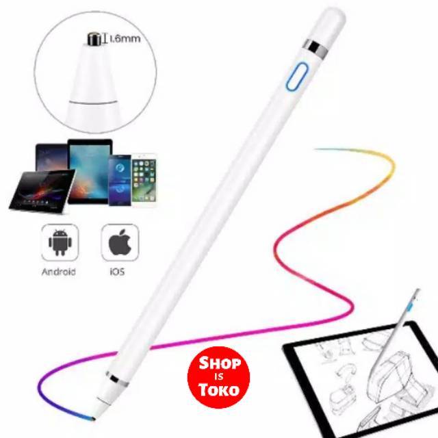 Stylus pen runcing samsung / android / pad / tab / touchscreen easy to write and drawing rechargeable