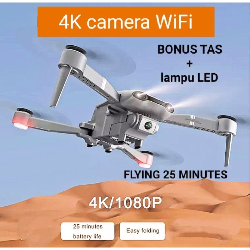 PROMO TERMURAH 4k Drone Camera Wifi S89 k-3 bonus lampu LED