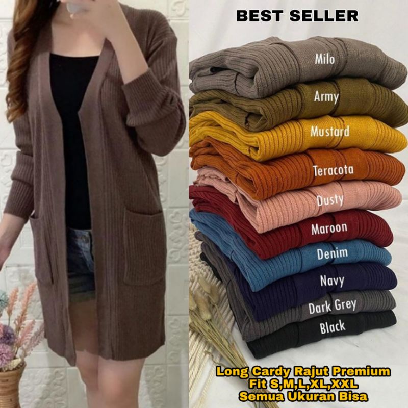 Long Cardy Rajut Premium Cardigan Tebal Wanita