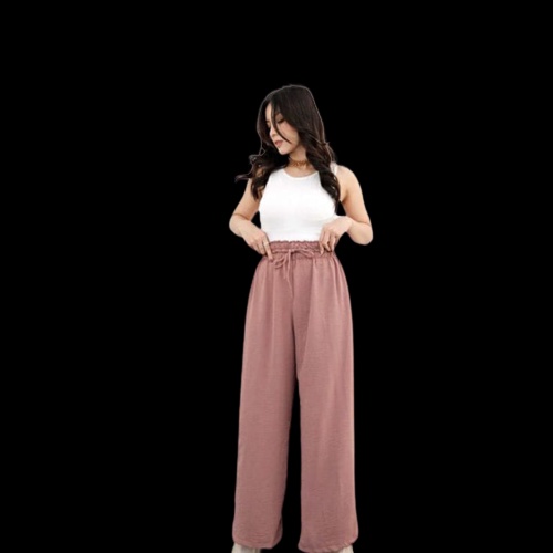 crinkel airflow culotte XR COLECTION celana kulot highwaist /kulot krinkel warna hitam