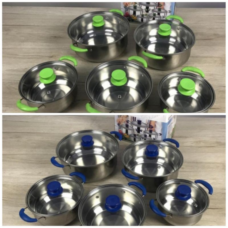 panci set stainles 10pc tutup kaca