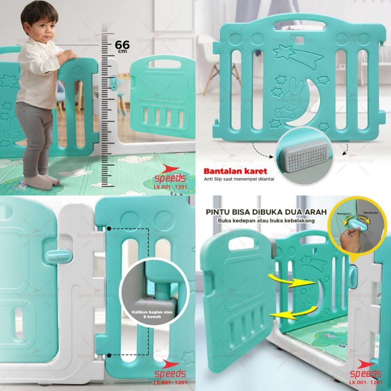 SIYA ✨FREE BUBBLEWRAP PAGAR ANAK BAYI SPEEDS LX 001-1201 PAGAR SET PLAYGROUND PAGAR MAINAN ANAK PLAYPEN BAYI PAGAR ANAK PORTABLE PAGAR PEMBATAS MAINAN ANAK PAGAR KEAMANAN ANAK