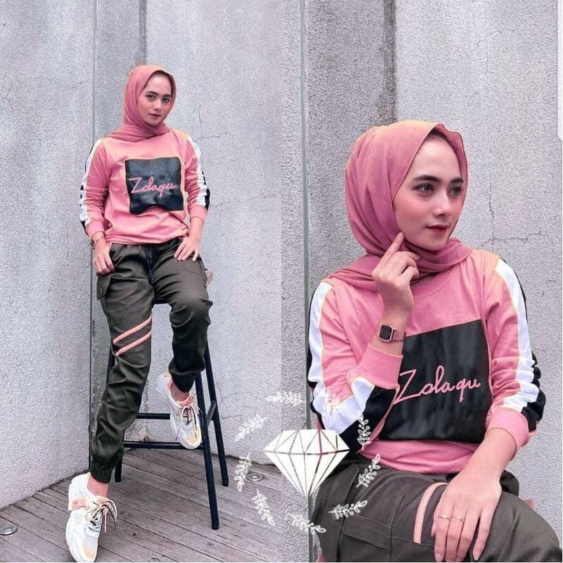 zolajogger SETELAN BAJU OLAHRAGA  MUSLIMAH  SET  BAJU SENAM 