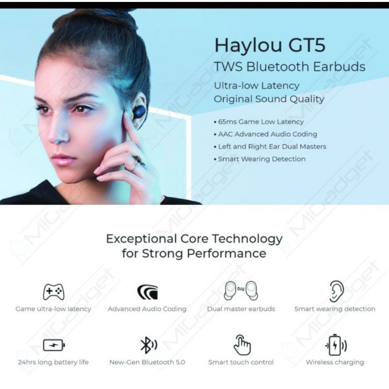 Haylou GT5 GT 5 TWS Bluetooth Earbuds Gaming Mode Wireless Charging