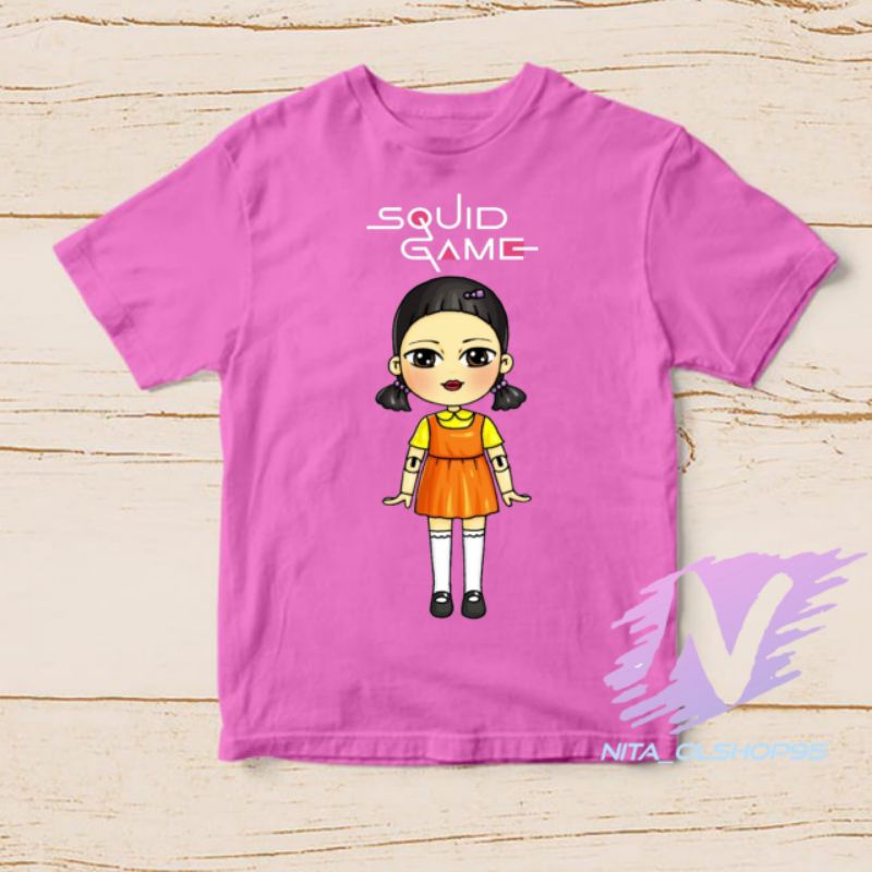 kaos squid game boneka squid game karakter baju anak