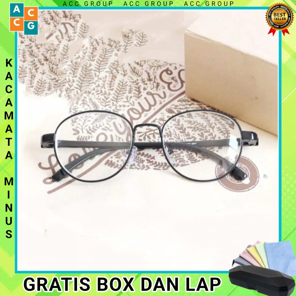 Kacamata Minus/Jarak Jauh Unisex gaya Oval Design Korea Frame Metal sunglass keren murah Fashion Wan