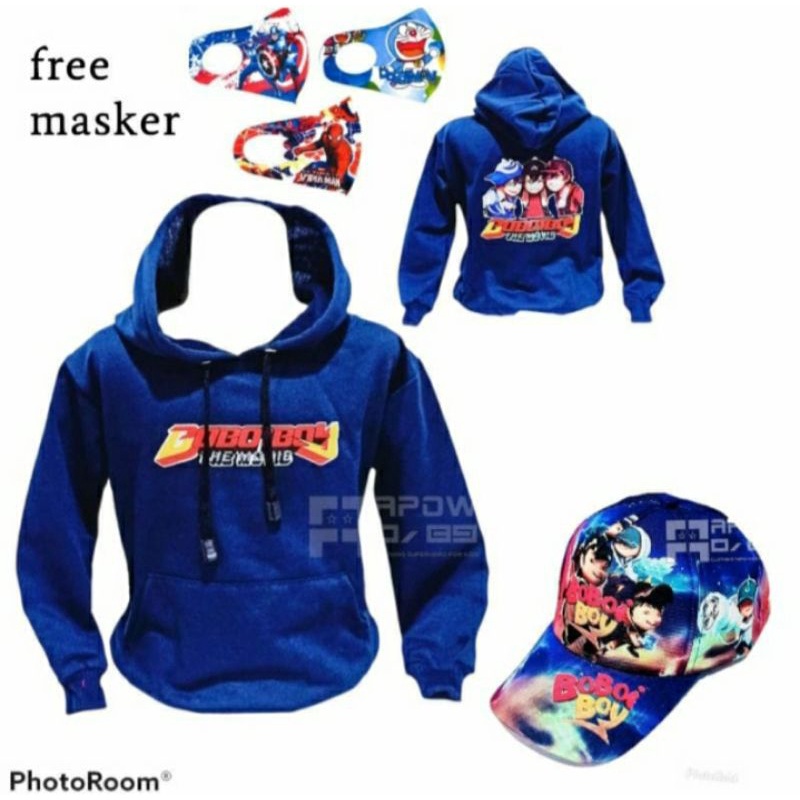 -Boboiboy-  2in1 jaket Hoodie anak Switer 2-9tahun gratis masker