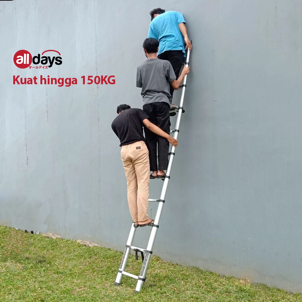 Alldays Tangga Lipat Teleskopik Single 5,4 METER Alumunium Ladder Bahan Kuat, Praktis, Simple