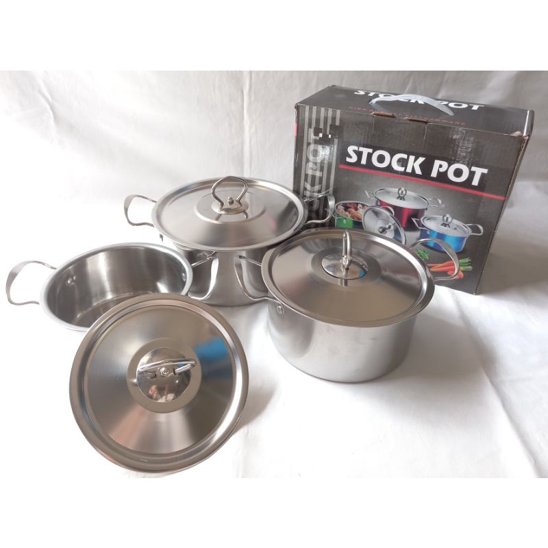 Panci Stock Pot susun 3 Stainless Steel Food Grade, Panci Susun 3, Panci Masak, Panci