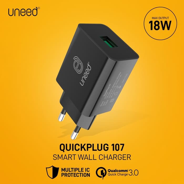 UCH107-UNEED QuickPlug Wall Charger Qualcomm Quick Charger 3.0-Black