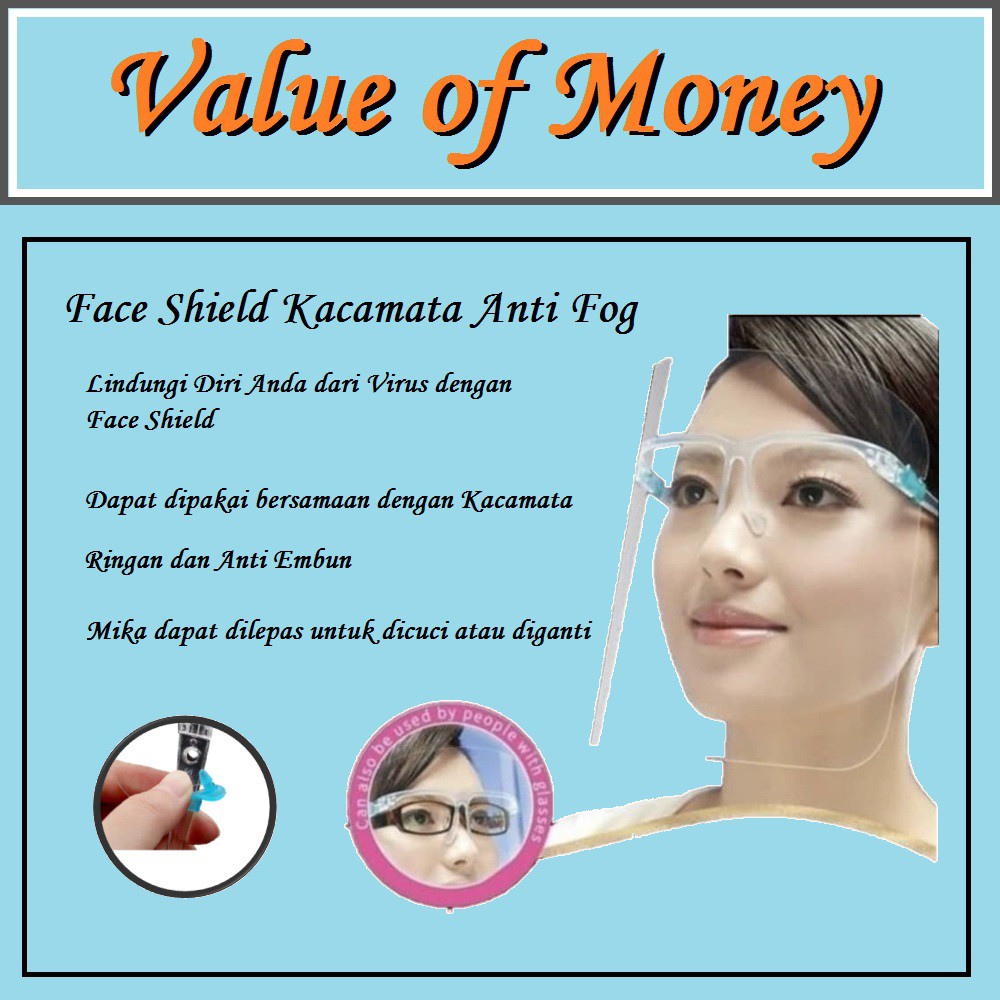 VOM Face Shield Kacamata Anti Fog / FaceShield APD Anti Embun Ready 0674