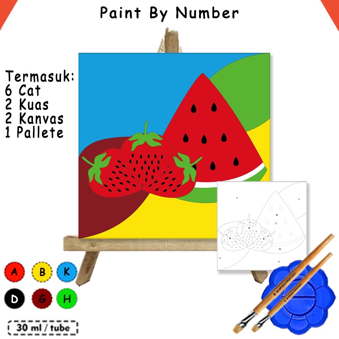 

Kanvas Lukis Buah Semangka Apel Paint By Number 20x20 cm