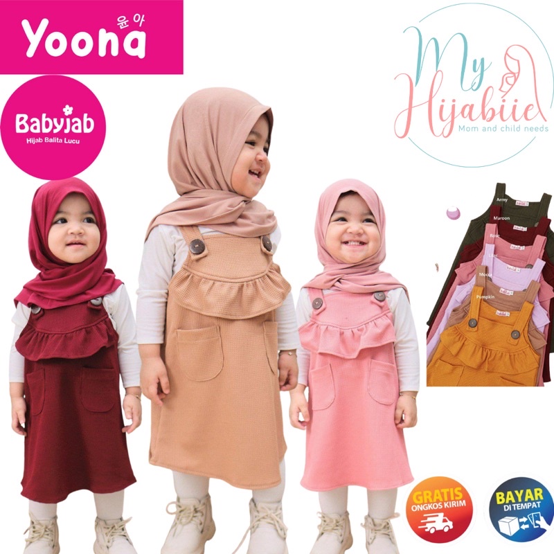 Babyjab Tunik Yoona Anak Perempuan - Baby jab Muslimah Cewek Usia 0 1 2 3 4 5 6 Tahun Lucu Adem Cantik