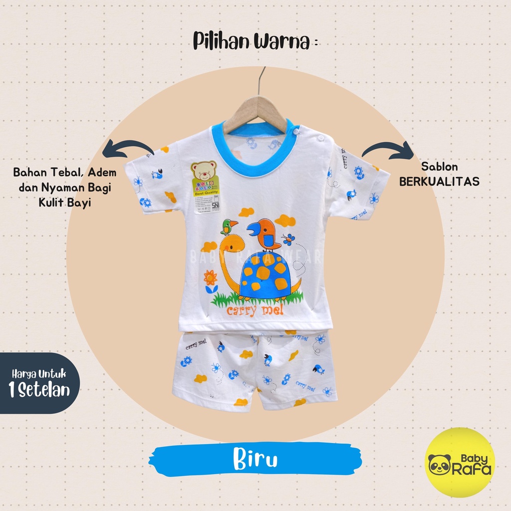 Setelan Piyama Baju Bayi Pendek 3 - 18 Bulan merk Bolo - Bolo SNI motif Kura - Kura