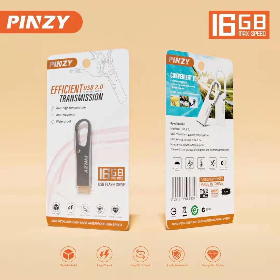 Flashdisk METAL PINZY USB 2.0 Flash Drive 4GB-8GB-16GB-32GB WATERPROOF flash disk original