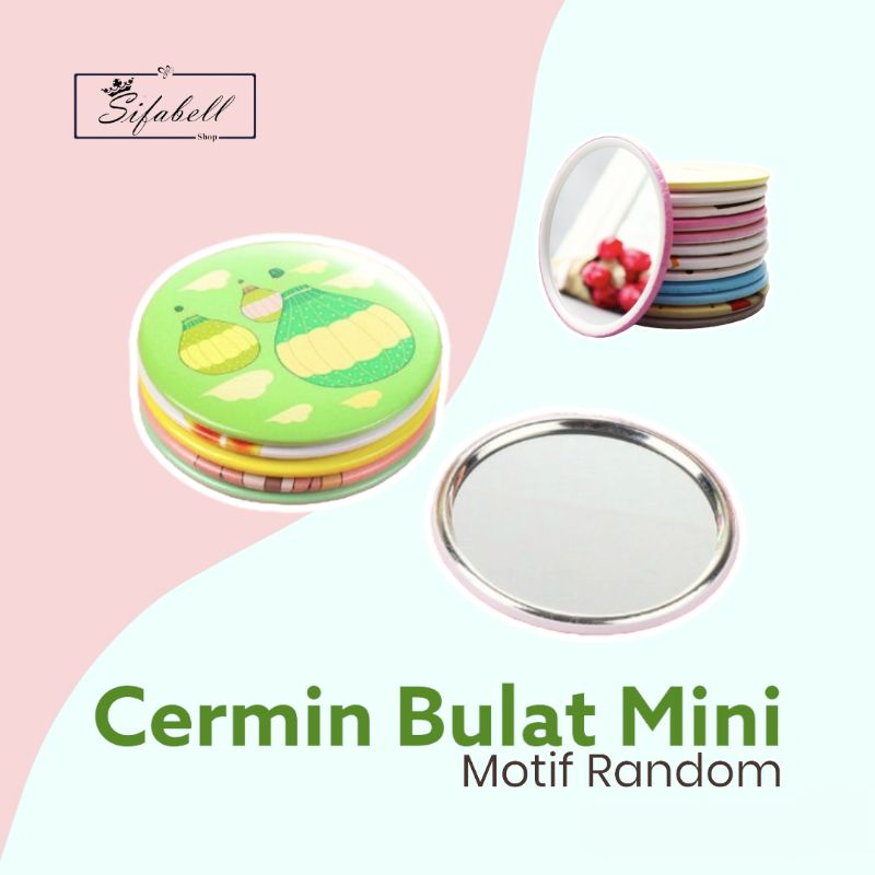 Cermin Bulat Mini Cermin Tangan Karakter Lucu Kaca Make Up Dandan Cermin Saku Korea