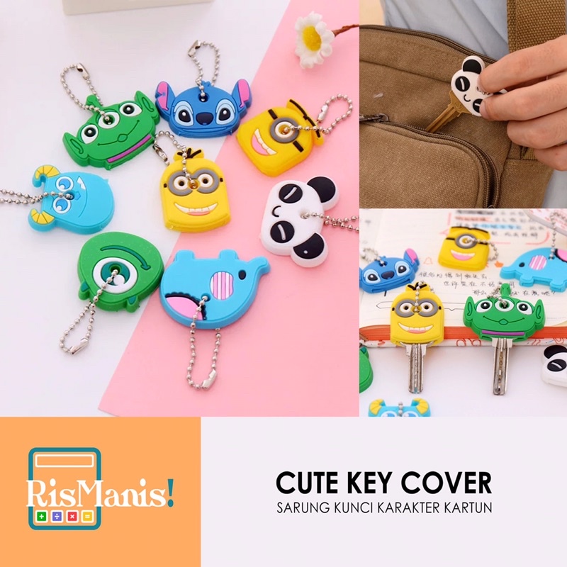 CUTE KEY COVER Sarung Pelindung Penutup Kunci Karakter Kartun Lucu Silikon Lembut Gantungan Praktis