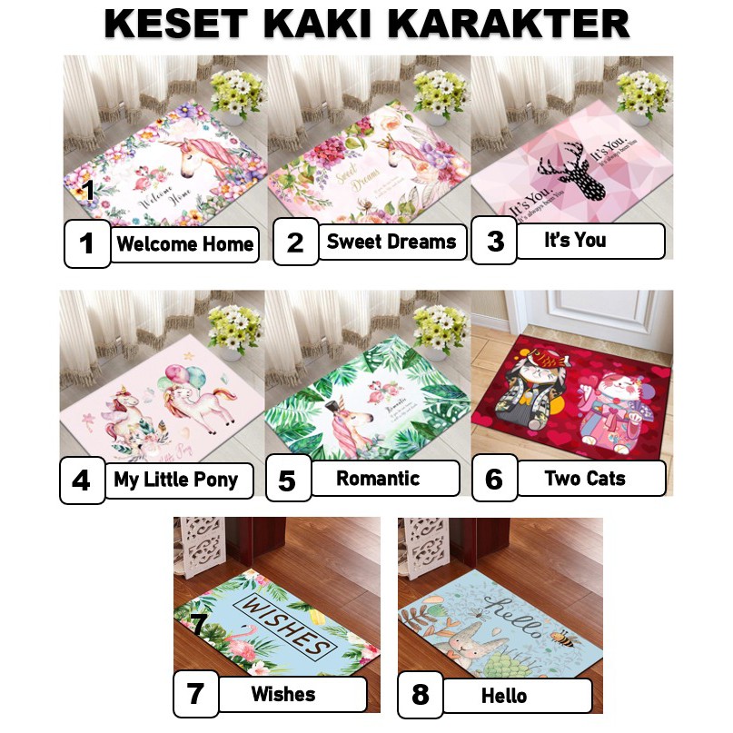 COD - H627 Keset kaki Anti Slip Bahan Memory Foam Menyerap (40×60cm) / Keset Kamar Mandi-Keset Karakter