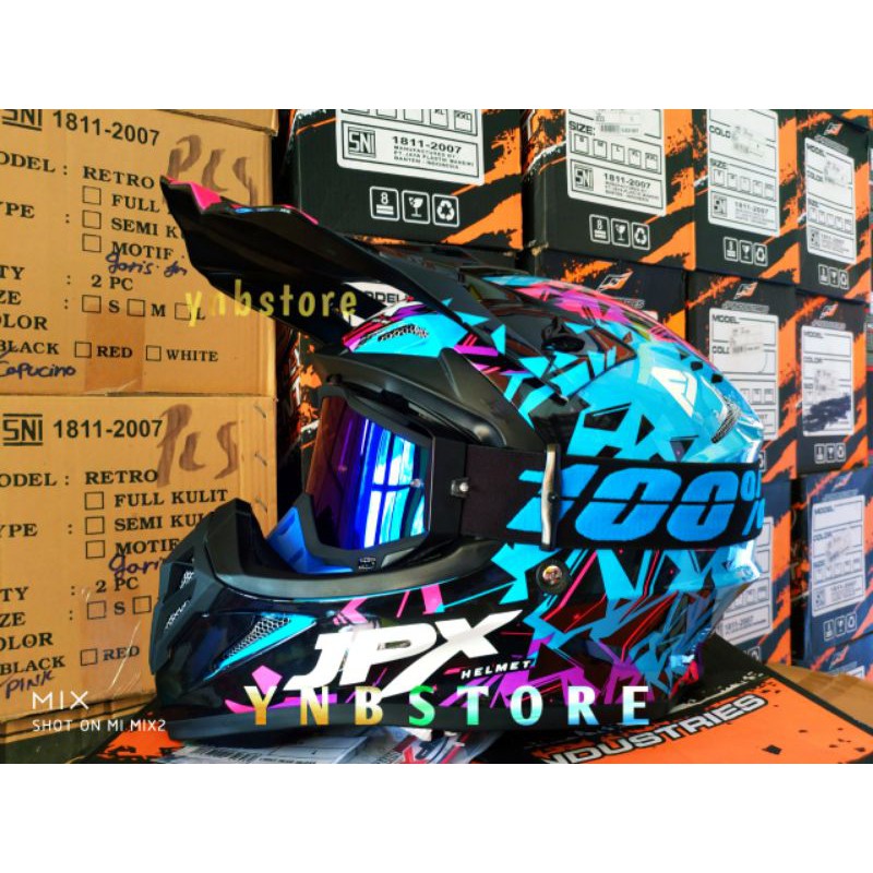 Helm Jpx Cross Fox1 X33 Lattice Light Blue Gloss Plus