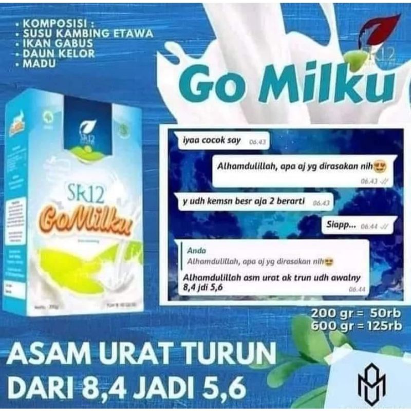 

GOMILKU SR12/SUSU ETAWA PREMIUM/MEMBANTU KESEHATAN TULANG/MENURUNKAN KOLESTEROL DLL..
