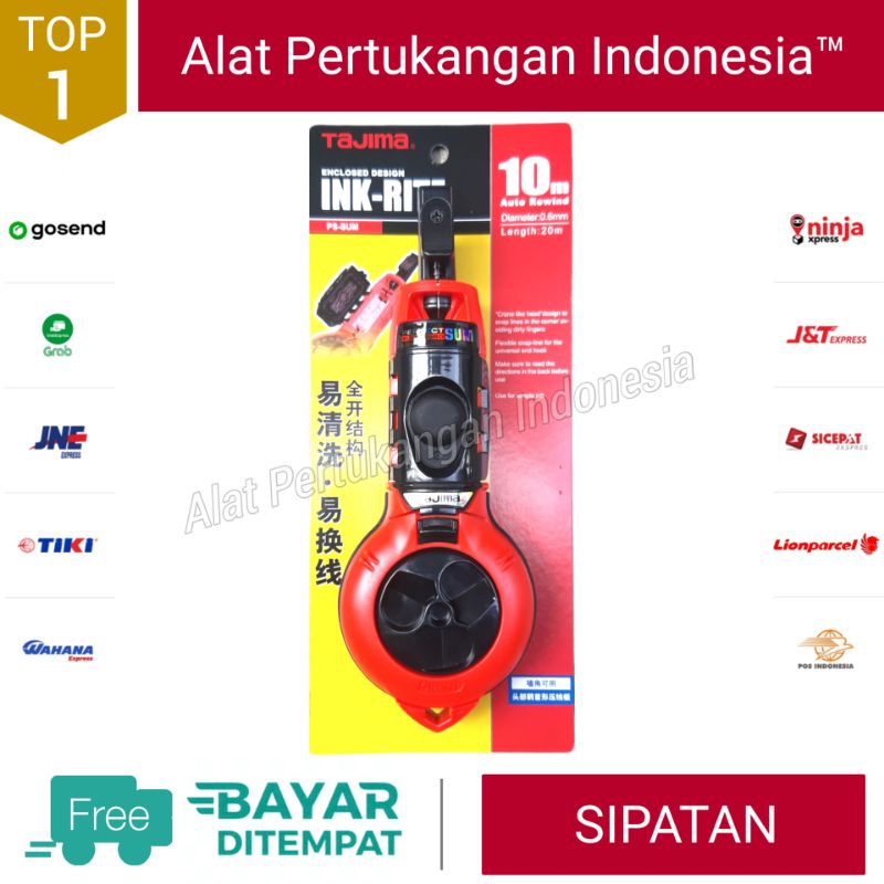 

TAJIMA Sipatan Lot Benang Tarikan Ukur Tukang Chalk Line 10 m meter