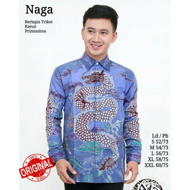 Kemeja batik tulis motif naga/Baju batik pria lengan panjang