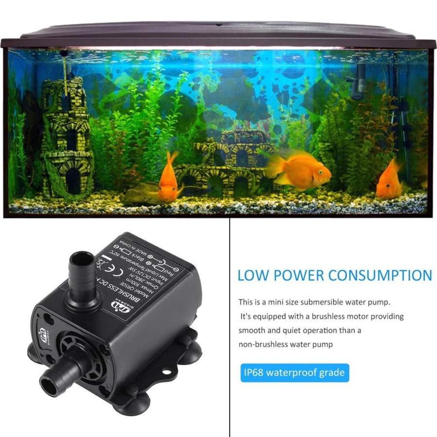 Pompa Air Mini USB Brushless Submersible Aquarium 5V - QR50A - Black