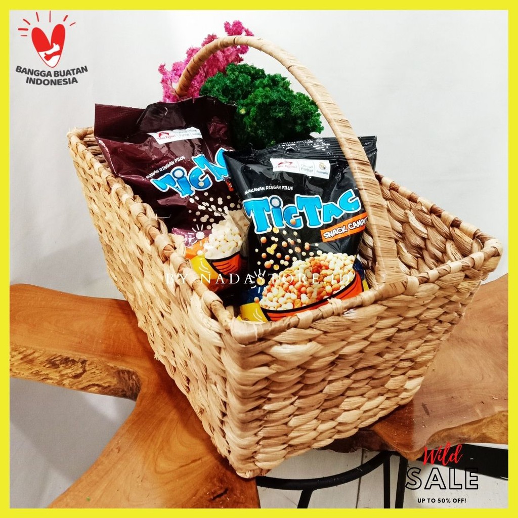 KERANJANG BUAH / HAMPER BOX / KOTAK BUAH / TEMPAT BUAH / FRUIT BASKET ANYAMAN ENCENG GONDOK A002