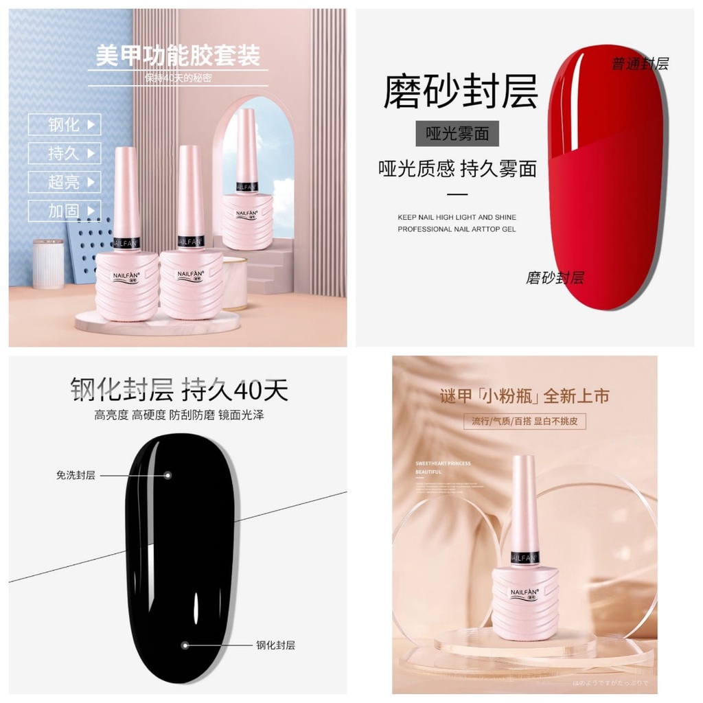 Pretty Kutek Gel TOP COAT/ BASE COAT/MATTE COAT UV LED Gel Nail Polish Kuat Tahan 40Hari