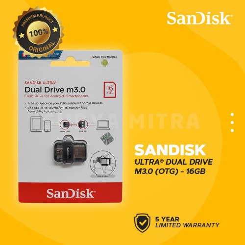 FLASHDISK OTG SANDISK 16GB DUAL DRIVE M3