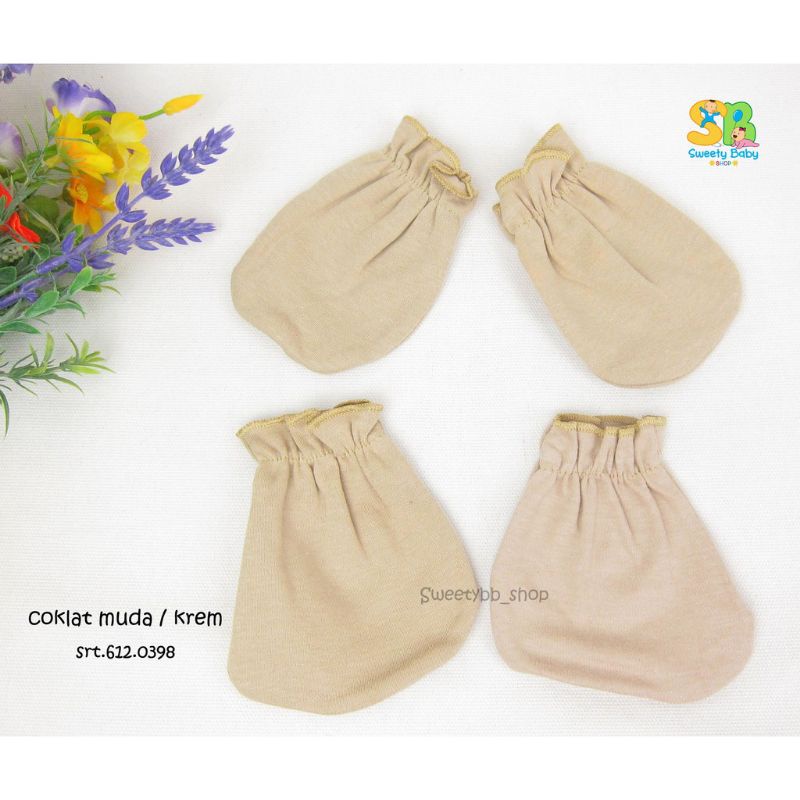 Sarung tangan dan kaki bayi warna polos isi 3pcs, 6pcs