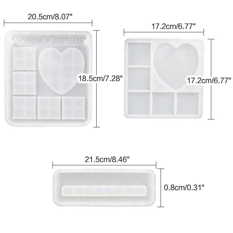 Siy Cetakan Resin Epoxy Bentuk Hati / Persegi Panjang Bahan Silikon Untuk Frame Foto Diy