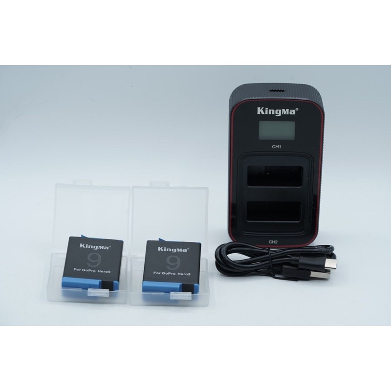 Kingma GoPro Hero 9 Baterai 2X AHDBT901 1720mAh &amp; LCD Dual Charger BM058-GP9 Set - SKU 1.016.0256