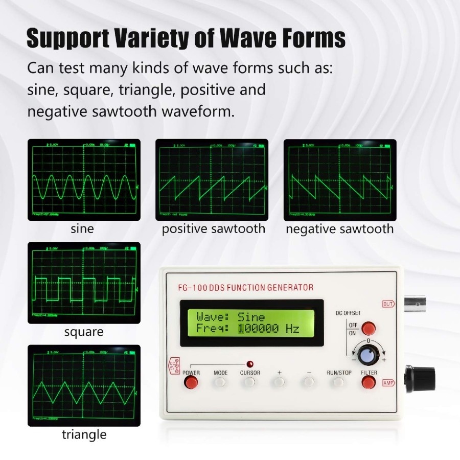 FG-100 DDS 1Hz-500kHz Function Generator Sinyal Frekuensi Generator