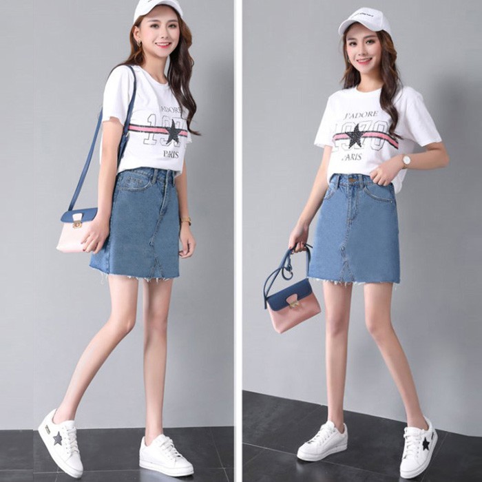 KARAKOREA - 6162 Milley Denim Skirt/Rok jeans wanita/Rok Jeans Korea/Rok wanita