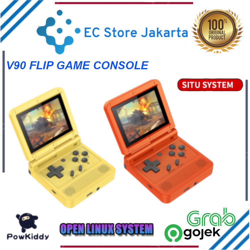 POWKIDDY V90 Retro Flip Handheld Game Player 3.0 inch IPS Pocket Mini